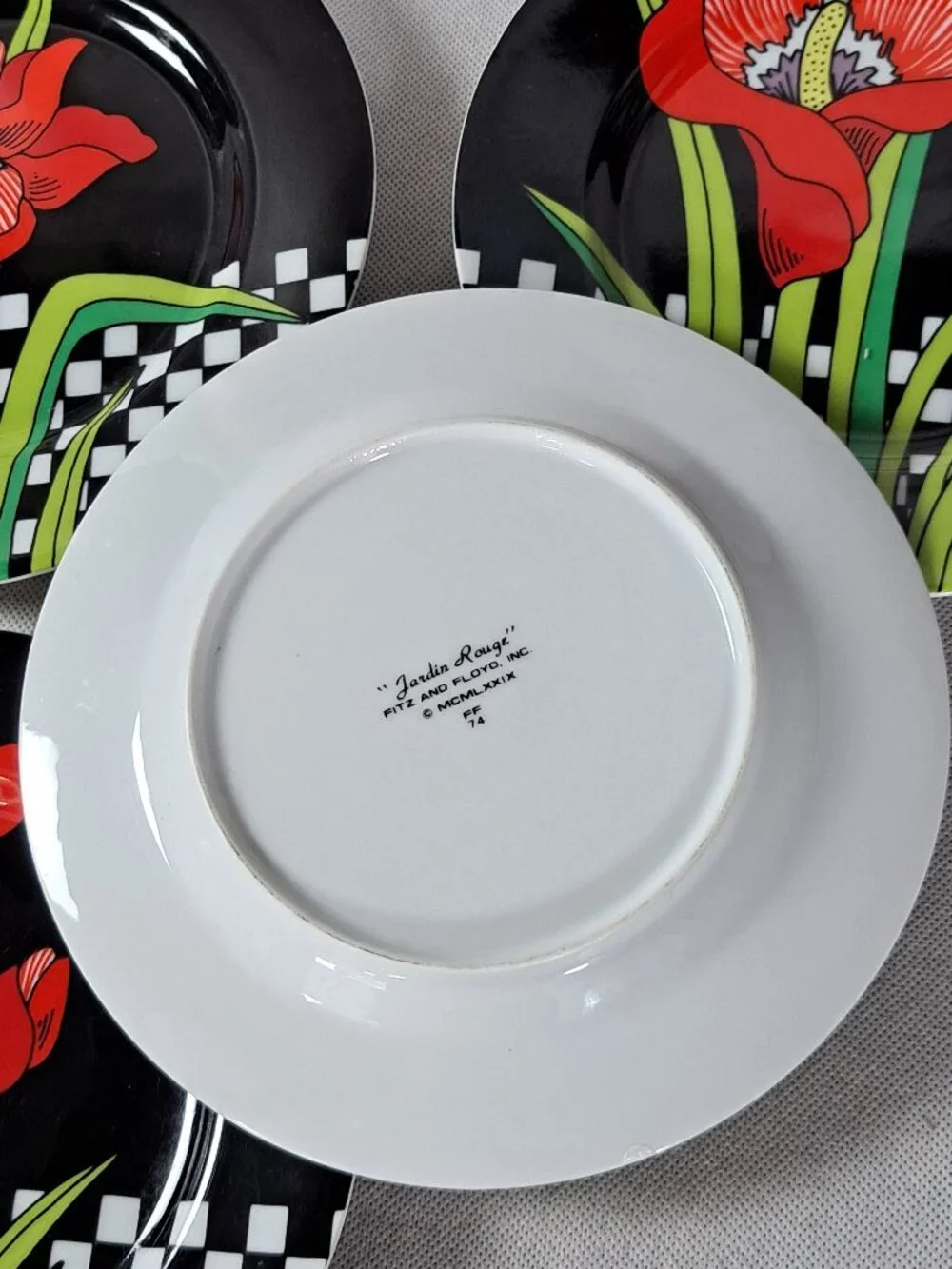 Vintage Fitz & Floyd Jardin Rouge side Bread plates Orchid Japan set of 3